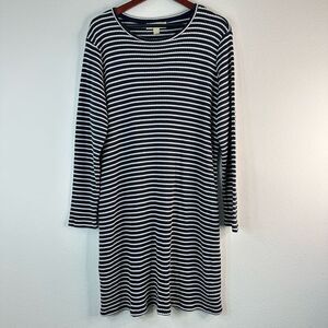 Michael Michael Kors Striped Ribbed Knit Sweater Dress Navy Blue White Womens 2X